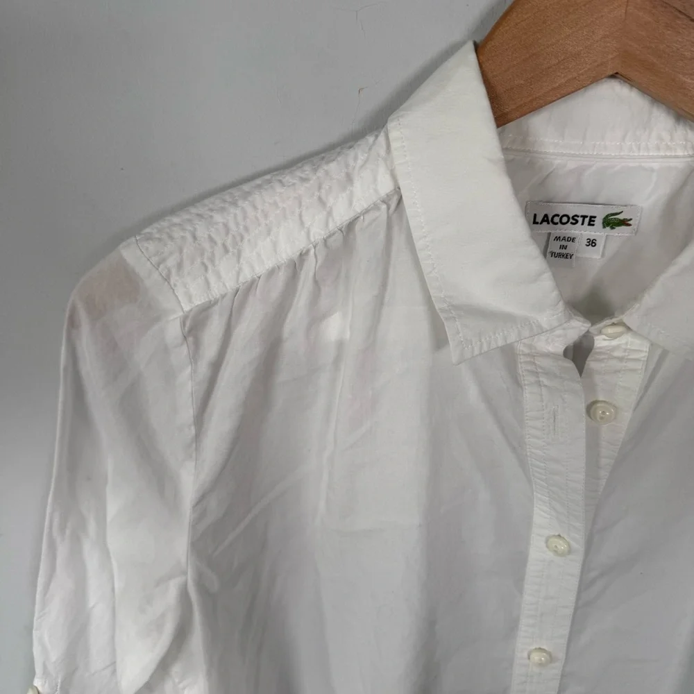 Lacoste Classic White Button-Up Tunic with Belt, Size 36 (S), 100% Cotton - Picture 3 of 14